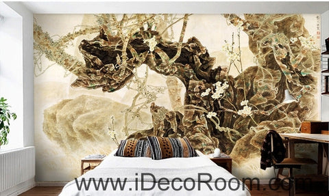 Image of European retro retro art old tree root tree branch oil painting effect wall art wall decor mural wallpaper wall IDCWP-000187