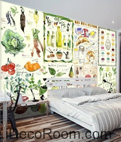 Image of Fantastic Fresh Radish Tomatoes Fruit & Vegetables Splice oil painting effect wall art wall decor mural wallpaper wall IDCWP-000195