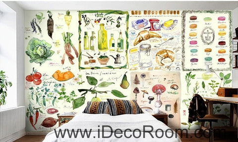 Image of Fantastic Fresh Radish Tomatoes Fruit & Vegetables Splice oil painting effect wall art wall decor mural wallpaper wall IDCWP-000195