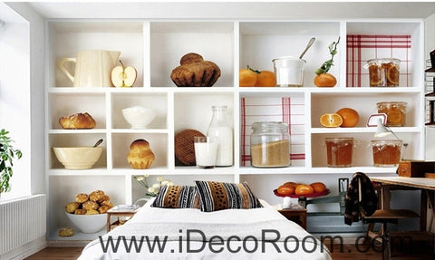 Image of A beautiful freshly lita painted fruit bread drink canned kitchen wall art wall decor mural wallpaper wall IDCWP-000197