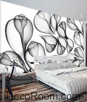 Beautiful dream black and white art transparent leaf flower wall art wall decor mural wallpaper wall paper IDCWP-000205