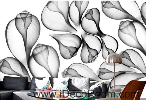 Image of Beautiful dream black and white art transparent leaf flower wall art wall decor mural wallpaper wall paper IDCWP-000205