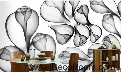 Image of Beautiful dream black and white art transparent leaf flower wall art wall decor mural wallpaper wall paper IDCWP-000205