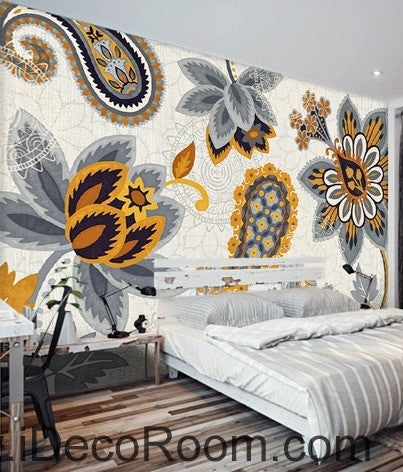 Image of European Style Retro Floral Flower National Wind oil painting effect wall art wall decor mural wallpaper wall IDCWP-000206