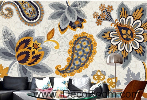 Image of European Style Retro Floral Flower National Wind oil painting effect wall art wall decor mural wallpaper wall IDCWP-000206