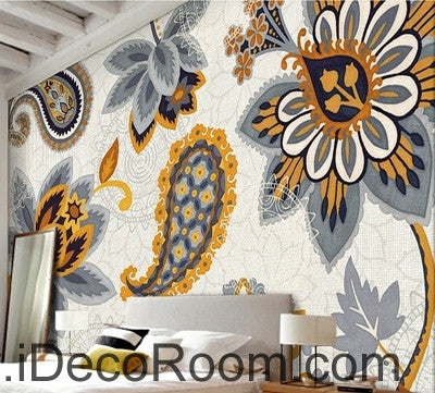 Image of European Style Retro Floral Flower National Wind oil painting effect wall art wall decor mural wallpaper wall IDCWP-000206