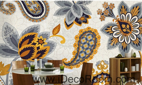 Image of European Style Retro Floral Flower National Wind oil painting effect wall art wall decor mural wallpaper wall IDCWP-000206