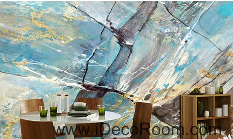 Image of Fresh blue abstract lines stains stains painted wall art wall decor mural wallpaper wall IDCWP-000210