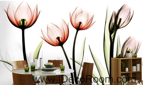 Image of A beautiful dream fresh pink bloom tulips transparent wall art wall decor mural wallpaper wall IDCWP-000213