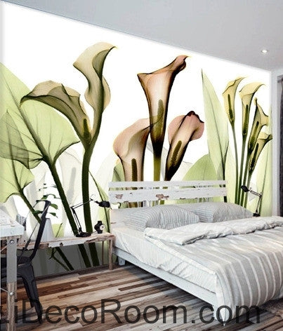 Image of A beautiful dream fresh light green blooming calla lily transparent wall art wall decor mural wallpaper wall IDCWP-000216