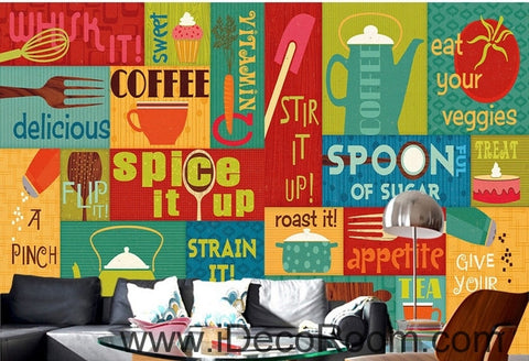 Image of Fresh and colorful color English food poster oil painting effect wall art wall decor mural wallpaper wall IDCWP-000217