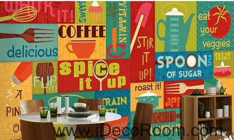Image of Fresh and colorful color English food poster oil painting effect wall art wall decor mural wallpaper wall IDCWP-000217