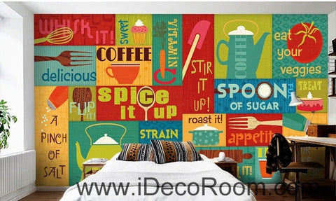 Image of Fresh and colorful color English food poster oil painting effect wall art wall decor mural wallpaper wall IDCWP-000217