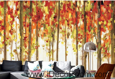 Image of Retro made old abstract forest forest tree oil painting effect wall art wall decor mural wallpaper wall IDCWP-000218