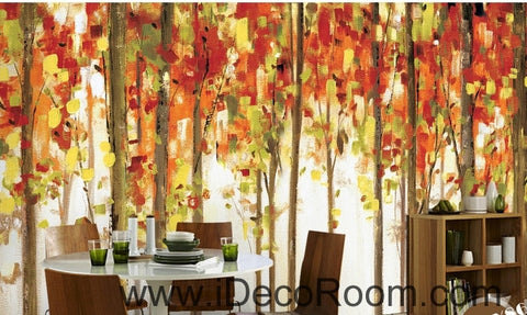 Image of Retro made old abstract forest forest tree oil painting effect wall art wall decor mural wallpaper wall IDCWP-000218