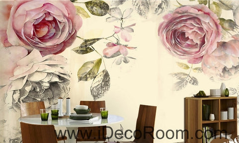 Image of Retro Old Rose Garden Pastoral Rose wall art wall decor mural wallpaper wall IDCWP-000219