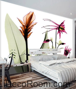 Beautiful dream colorful blooming paradise bird lily flowers transparent wall art wall decor mural wallpaper wall  IDCWP-000224