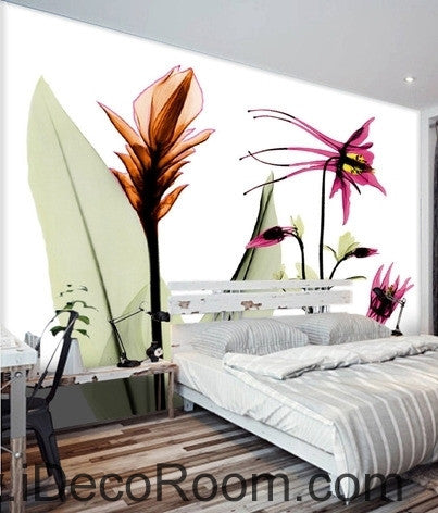 Image of Beautiful dream colorful blooming paradise bird lily flowers transparent wall art wall decor mural wallpaper wall IDCWP-000224