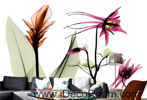 Image of Beautiful dream colorful blooming paradise bird lily flowers transparent wall art wall decor mural wallpaper wall IDCWP-000224