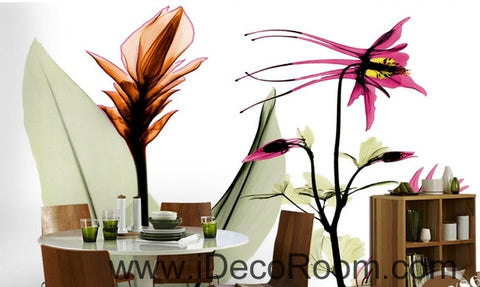 Image of Beautiful dream colorful blooming paradise bird lily flowers transparent wall art wall decor mural wallpaper wall IDCWP-000224