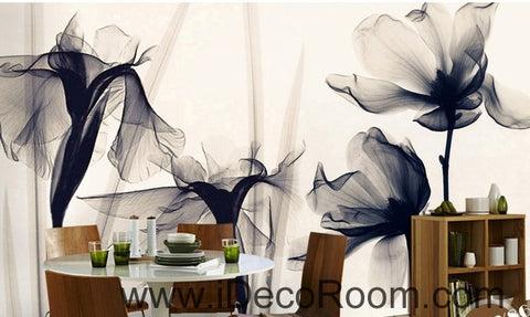 Image of Beautiful classic black and white art lily rose transparent transparent wall art wall decor mural wallpaper wall IDCWP-000225