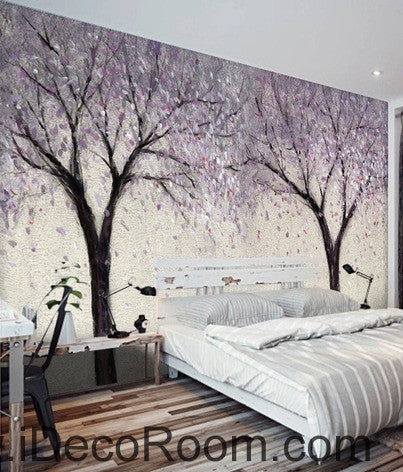 Image of Beautiful dream romantic lavender abstract tree flower oil painting effect wall art wall decor mural wallpaper wall IDCWP-000230