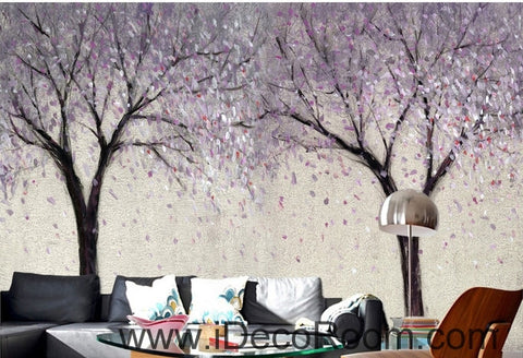 Image of Beautiful dream romantic lavender abstract tree flower oil painting effect wall art wall decor mural wallpaper wall IDCWP-000230