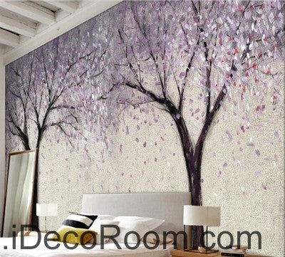 Image of Beautiful dream romantic lavender abstract tree flower oil painting effect wall art wall decor mural wallpaper wall IDCWP-000230