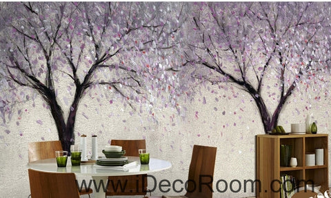 Image of Beautiful dream romantic lavender abstract tree flower oil painting effect wall art wall decor mural wallpaper wall IDCWP-000230