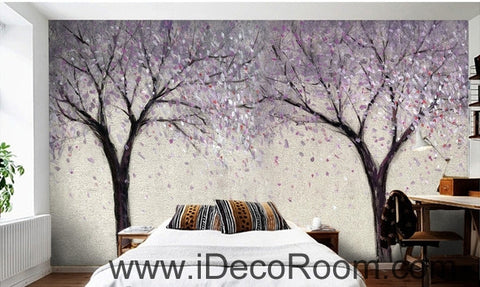 Image of Beautiful dream romantic lavender abstract tree flower oil painting effect wall art wall decor mural wallpaper wall IDCWP-000230