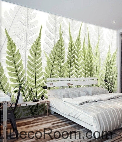 Image of Beautiful dream fresh green ferns transparent leaf wall art wall decor mural wallpaper wall IDCWP-000243