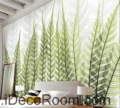 Image of Beautiful dream fresh green ferns transparent leaf wall art wall decor mural wallpaper wall IDCWP-000243