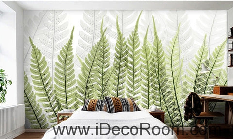 Image of Beautiful dream fresh green ferns transparent leaf wall art wall decor mural wallpaper wall IDCWP-000243