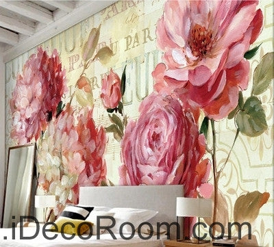 Image of Beautiful dream romantic pink in full bloom peony rose wall art wall decor mural wallpaper wall IDCWP-000245