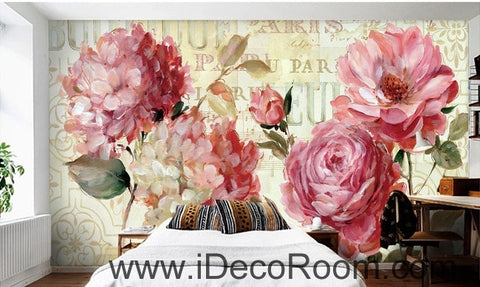 Image of Beautiful dream romantic pink in full bloom peony rose wall art wall decor mural wallpaper wall IDCWP-000245