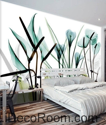 Image of Beautiful dream fresh romantic blue tulip calla flower transparent flowers wall art wall decor mural wallpaper wall IDCWP-000250