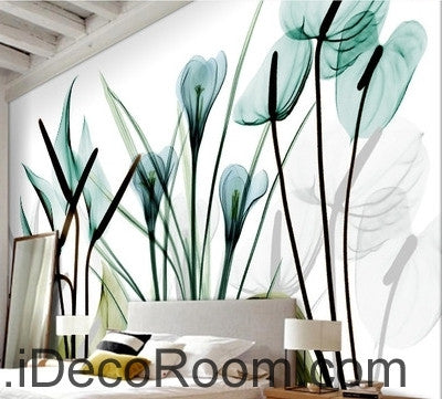 Image of Beautiful dream fresh romantic blue tulip calla flower transparent flowers wall art wall decor mural wallpaper wall IDCWP-000250