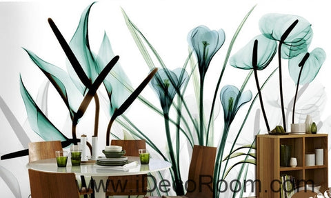 Image of Beautiful dream fresh romantic blue tulip calla flower transparent flowers wall art wall decor mural wallpaper wall IDCWP-000250