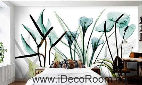 Image of Beautiful dream fresh romantic blue tulip calla flower transparent flowers wall art wall decor mural wallpaper wall IDCWP-000250