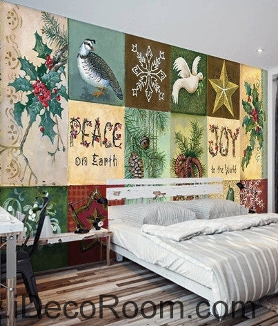 Image of Small fresh green pattern plant wall art wall decor mural wallpaper wall IDCWP-000252