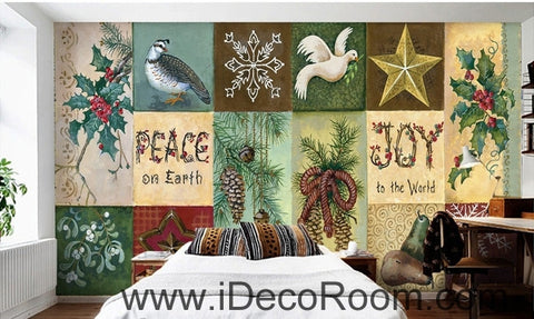 Image of Small fresh green pattern plant wall art wall decor mural wallpaper wall IDCWP-000252