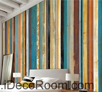 Image of Retro color vertical striped stripes spliced ??painting wall art wall decor mural wallpaper wall IDCWP-000255