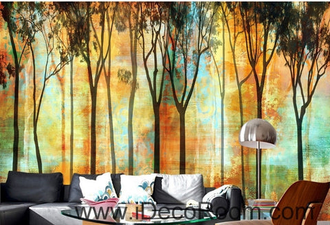 Image of Beautiful romantic abstract golden tree forest tree oil painting effect wall art wall decor mural wallpaper wall IDCWP-000256