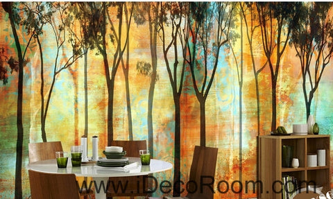 Image of Beautiful romantic abstract golden tree forest tree oil painting effect wall art wall decor mural wallpaper wall IDCWP-000256