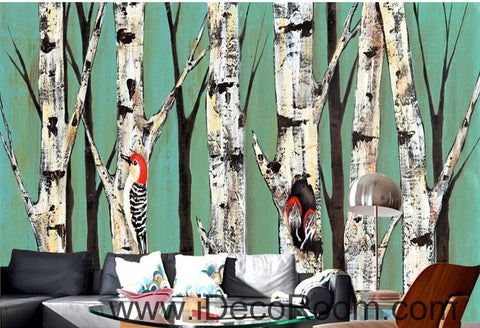 Image of A beautiful fresh woods on a forest tree on a woodpecker wall art wall decor mural wallpaper wall IDCWP-000263