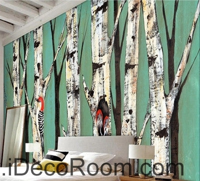 Image of A beautiful fresh woods on a forest tree on a woodpecker wall art wall decor mural wallpaper wall IDCWP-000263
