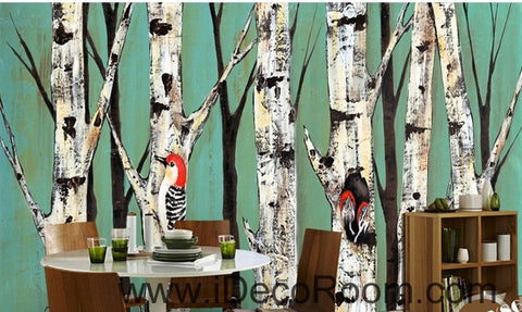 Image of A beautiful fresh woods on a forest tree on a woodpecker wall art wall decor mural wallpaper wall IDCWP-000263
