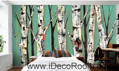 Image of A beautiful fresh woods on a forest tree on a woodpecker wall art wall decor mural wallpaper wall IDCWP-000263