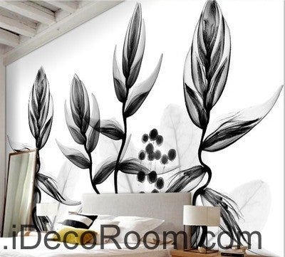 Image of Beautiful dream black and white art transparent charming leaves dance wall art wall decor mural wallpaper wall IDCWP-000268