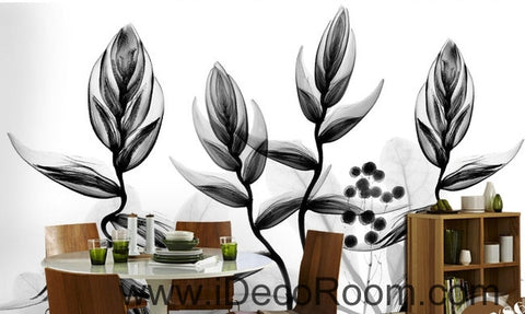 Image of Beautiful dream black and white art transparent charming leaves dance wall art wall decor mural wallpaper wall IDCWP-000268